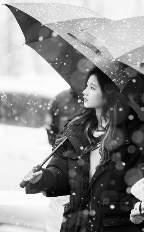 Фотосессия зимой с зонтиком