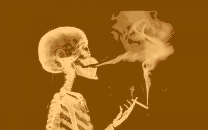 Скелет с сигаретой рисунок