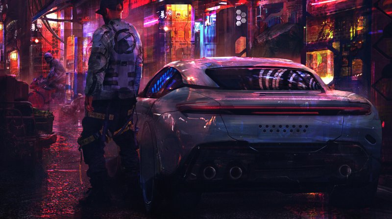 Cyberpunk 2077 машина неон
