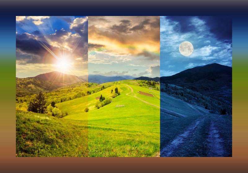 Пейзаж утро и вечер