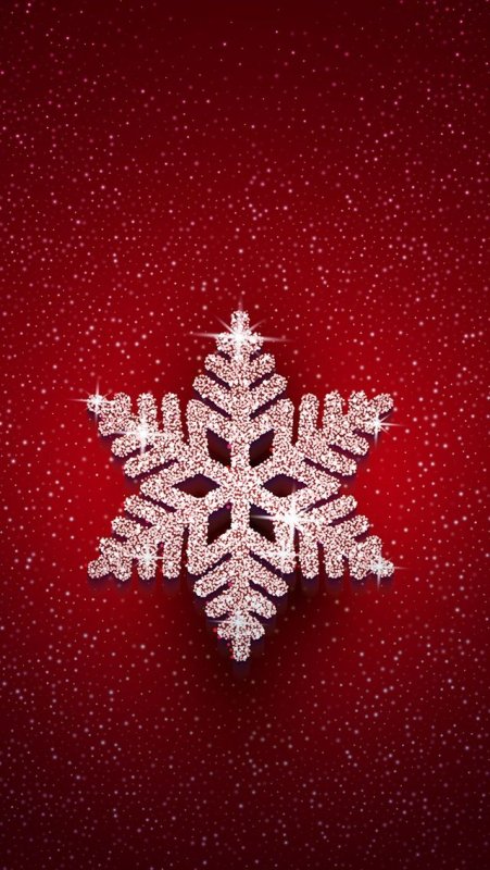 Красный фон со снежинками