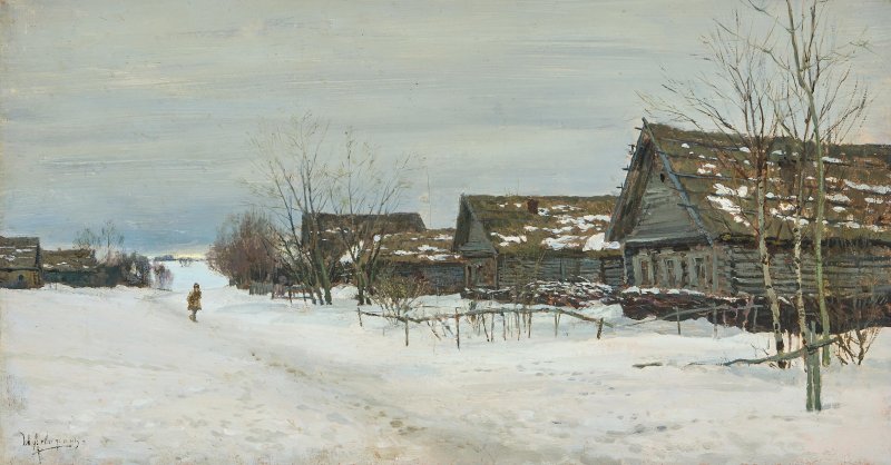 Исаак Ильич Левитан деревня. Зима.