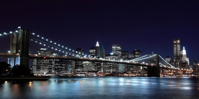Бруклинский мост Нью-Йорк ночью
