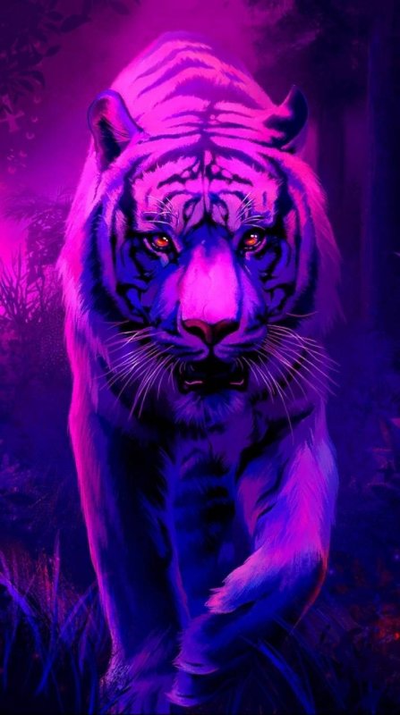 Фиолетовый неоновый тигр