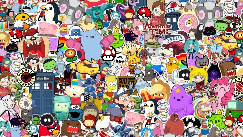 Обои много мультиков