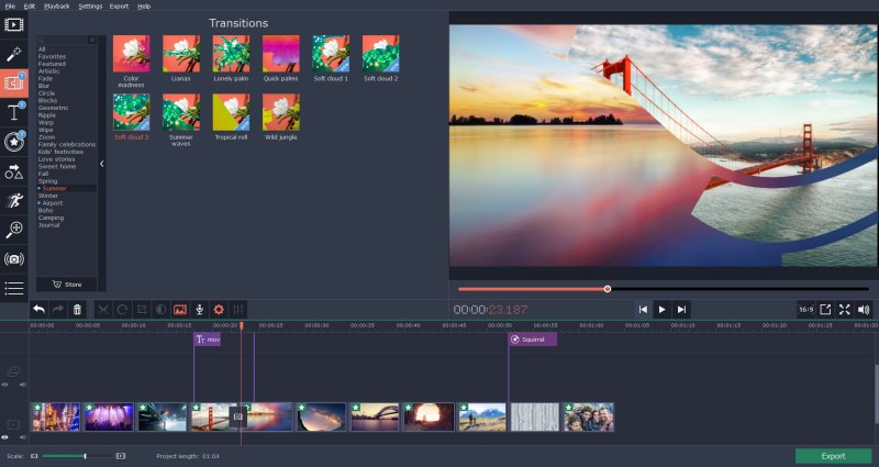 Movavi Video Editor фоны