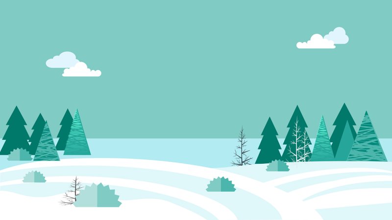 Зимний пейзаж в стиле флэт