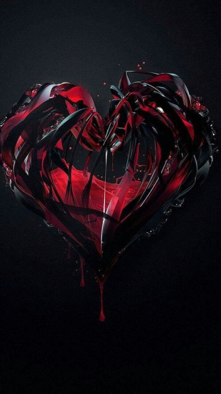 Чёрные обои с сердцем