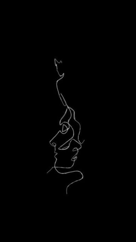 Белый контур на черном фоне