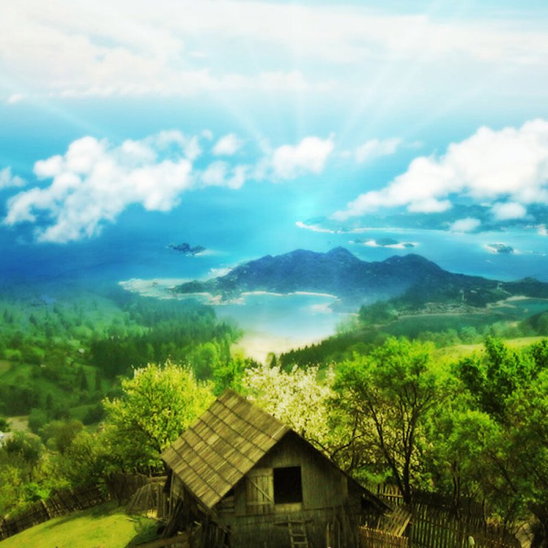 Фотообои домик в деревне