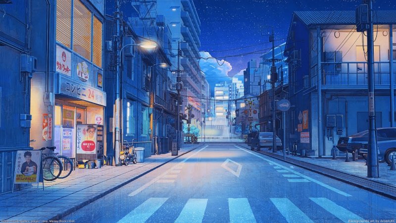 Аниме фон улица Токио