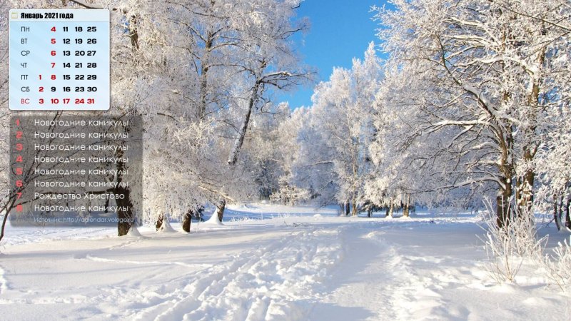 Календарь зима