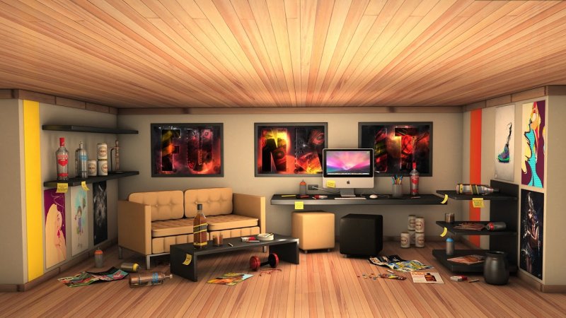 Гостиная с рабочим столом