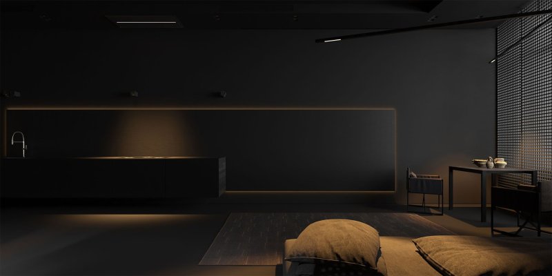 Комната с черными стенами