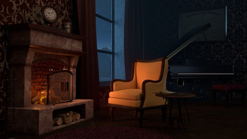 Сказочная комната с камином