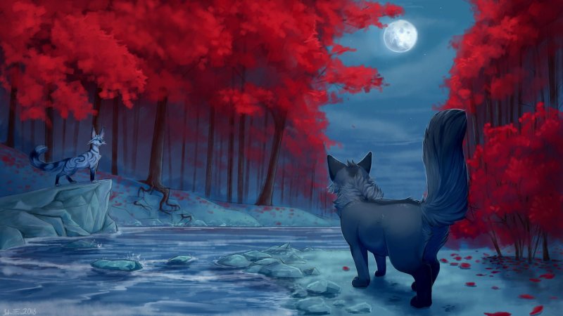 Арт Щербатая коты Воители зима