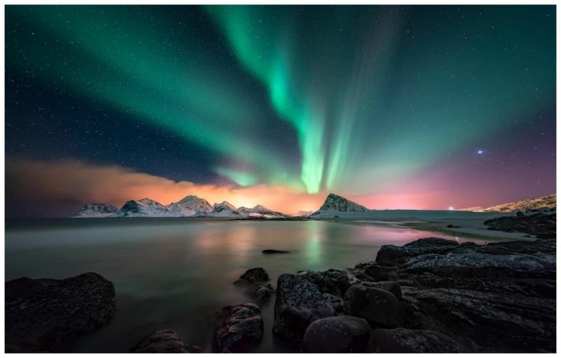 Лофотенские острова полярное сияние