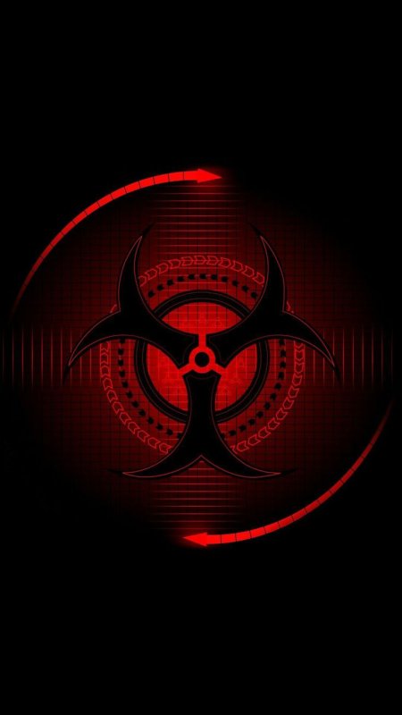 Знак радиации красный