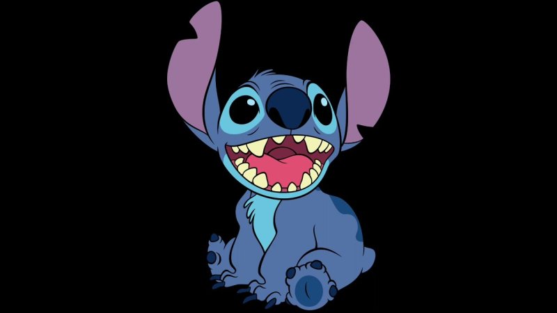 Стич на чёрном фоне