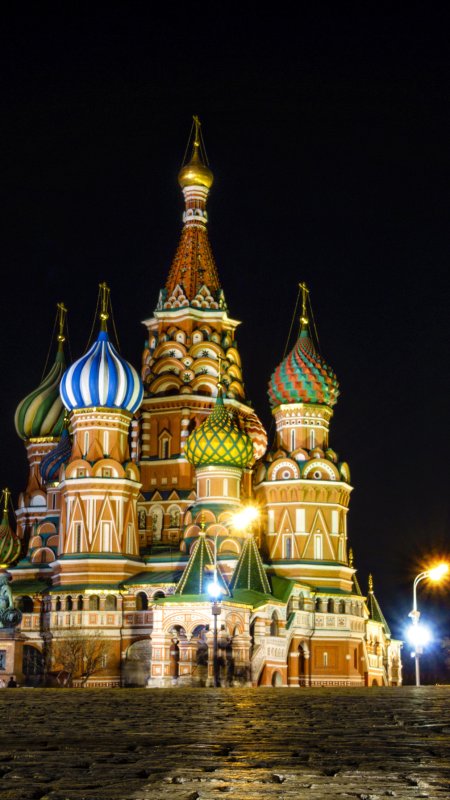 Храм Василия Блаженного ночью Москва