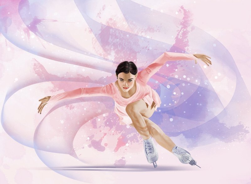Фигурное катание фигуристка акварель