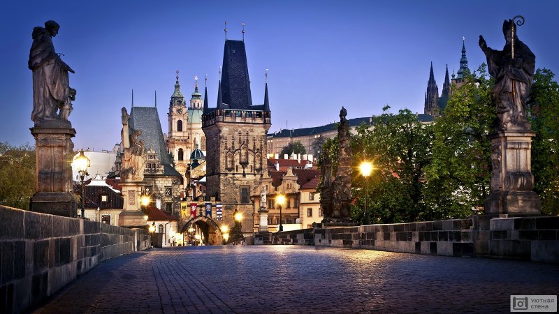 Прага Карлов мост ночь