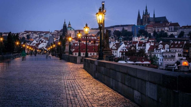 Ночная Прага Карлов мост