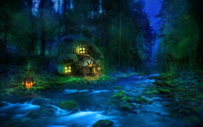 Сказочный лес ночью