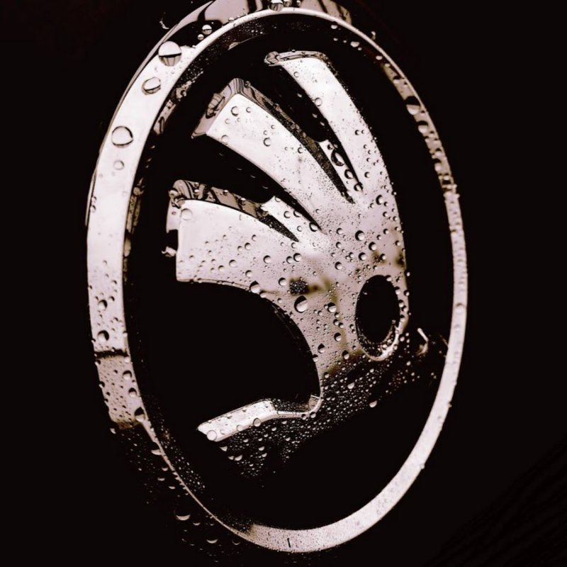 Значок Шкода на черном фоне