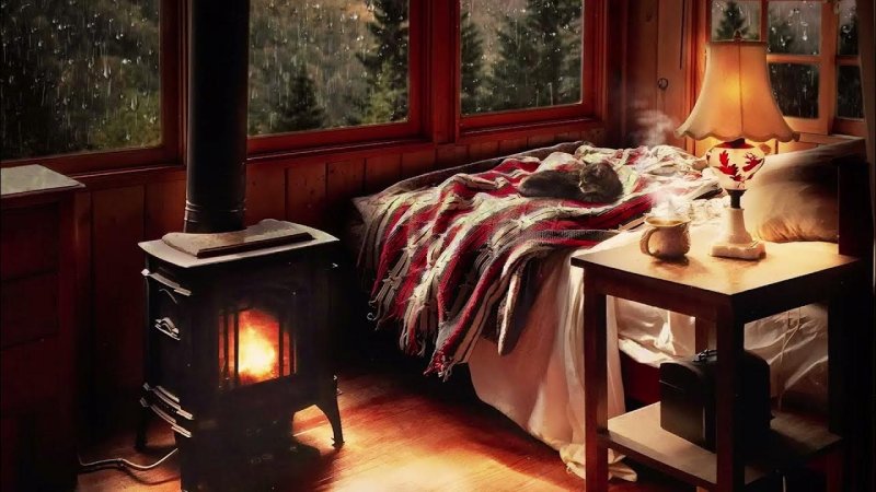 Камин у окна