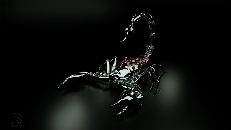 Скорпеон на чёрном фоне