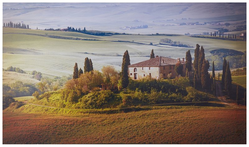 Италия холмы домики Тоскана
