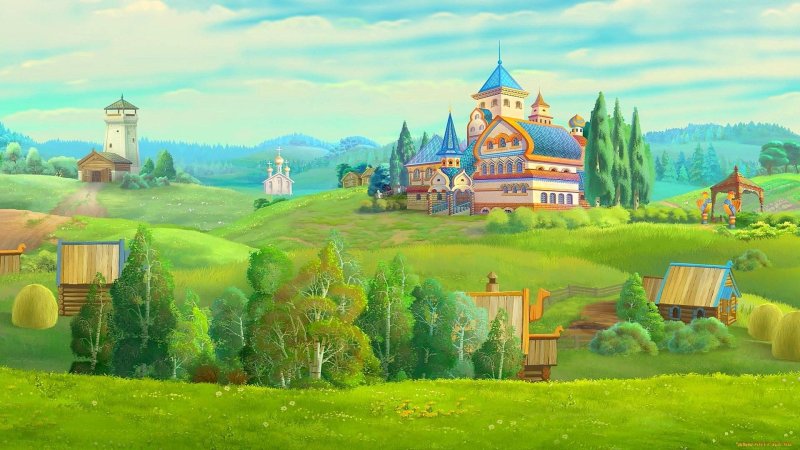 Тридевятое царство дворец акверель