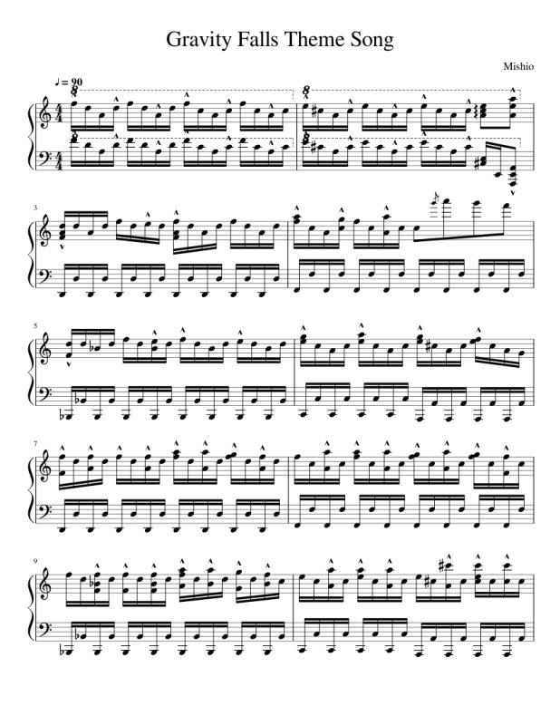 Гравити Фолз Ноты для баяна