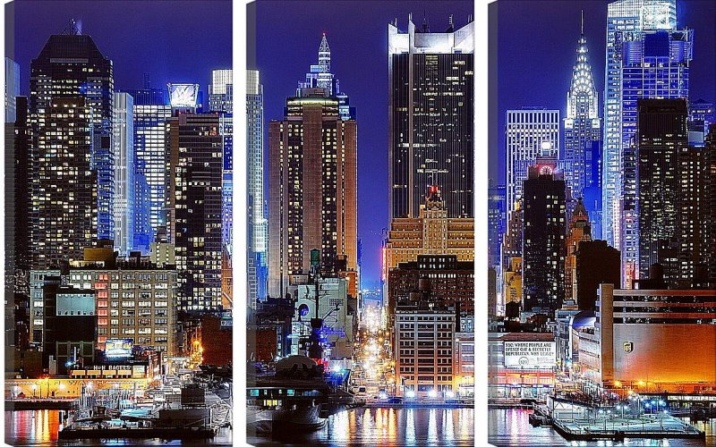 Ночной Нью-Йорк Сити Манхэттен