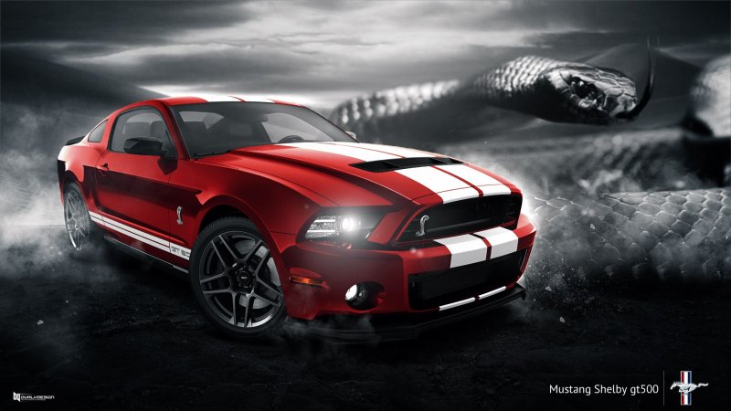 Красный Ford Mustang gt 500
