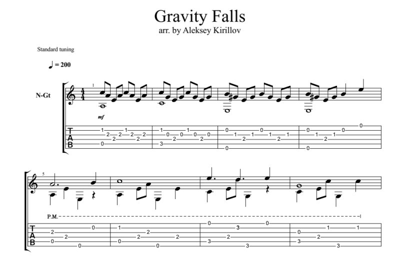 Гравити Фолз на укулеле табы