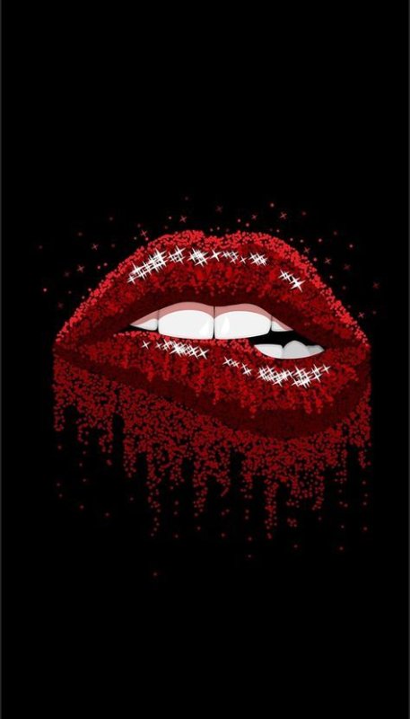 Красные губы на черном фоне