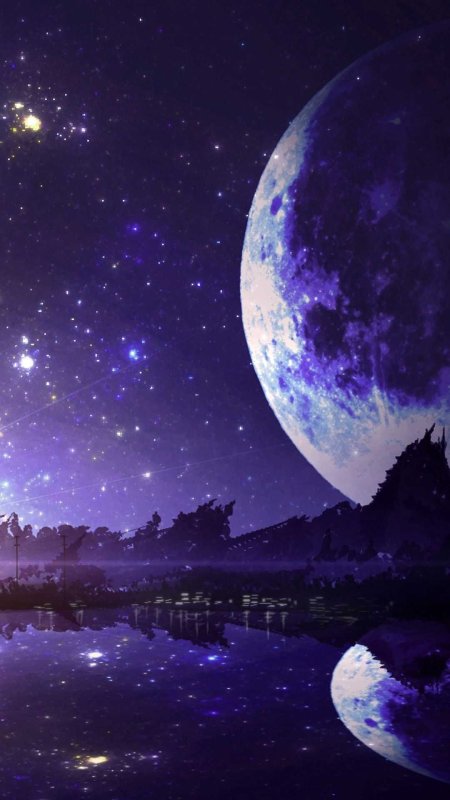 Звездное небо с луной