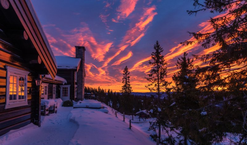 Зимний вечер в деревне