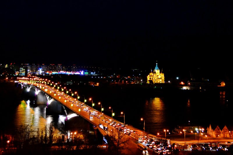 Ночной город Нижний Новгород