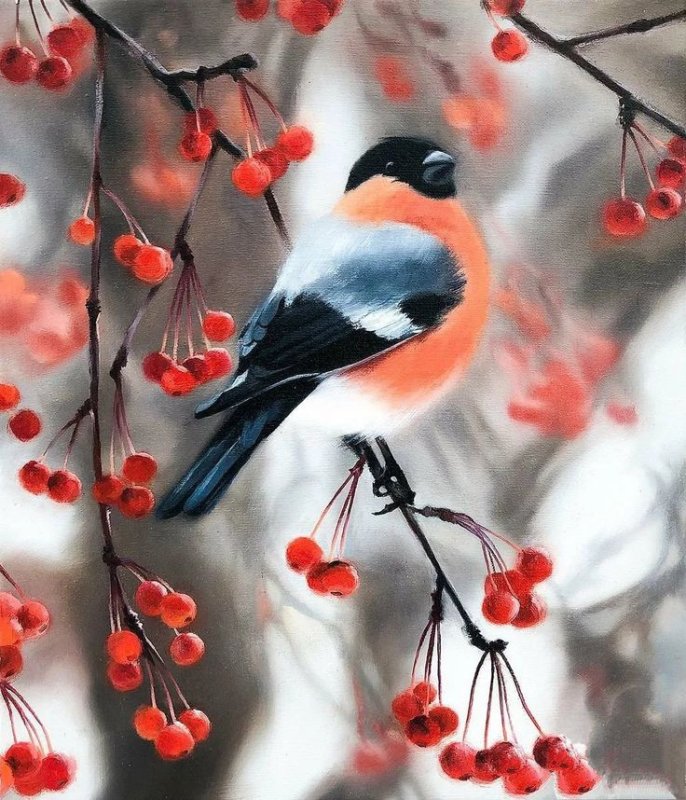 Снегири на рябине