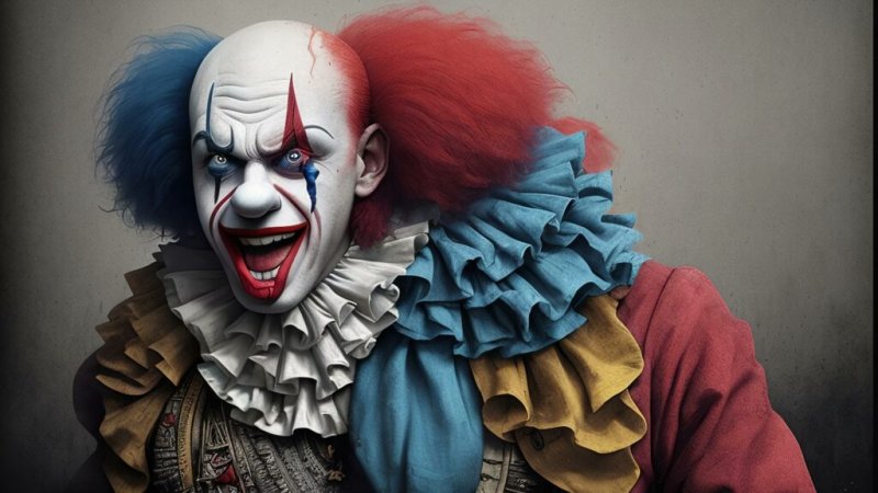 Клоун синий красный