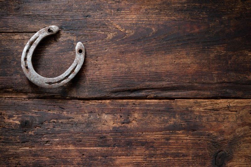 Подкова на зеленом фоне