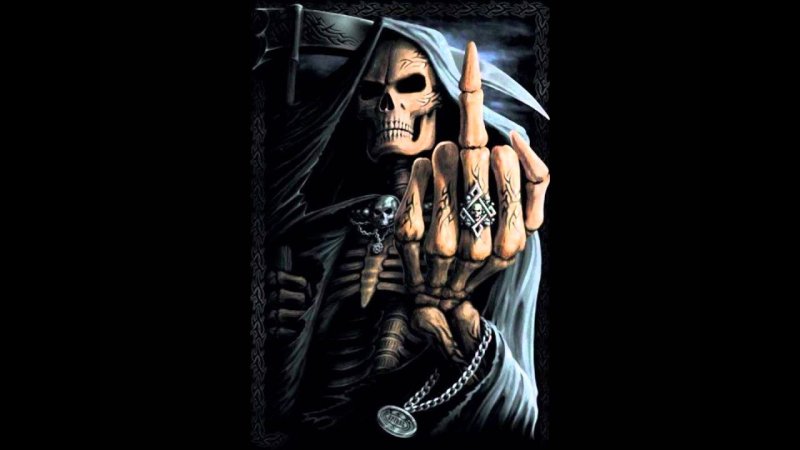 Скелет показывающий средний палец