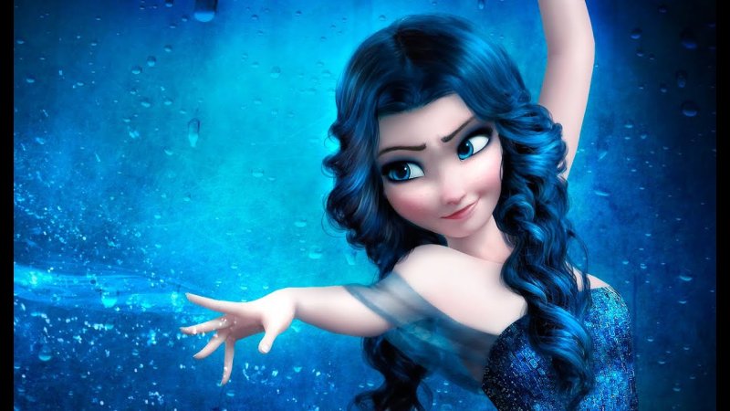 Эльза с синими волосами