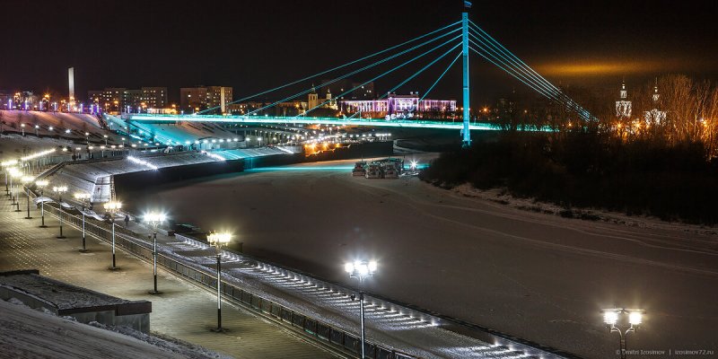 Ночная Тюмень набережная мост влюбленных