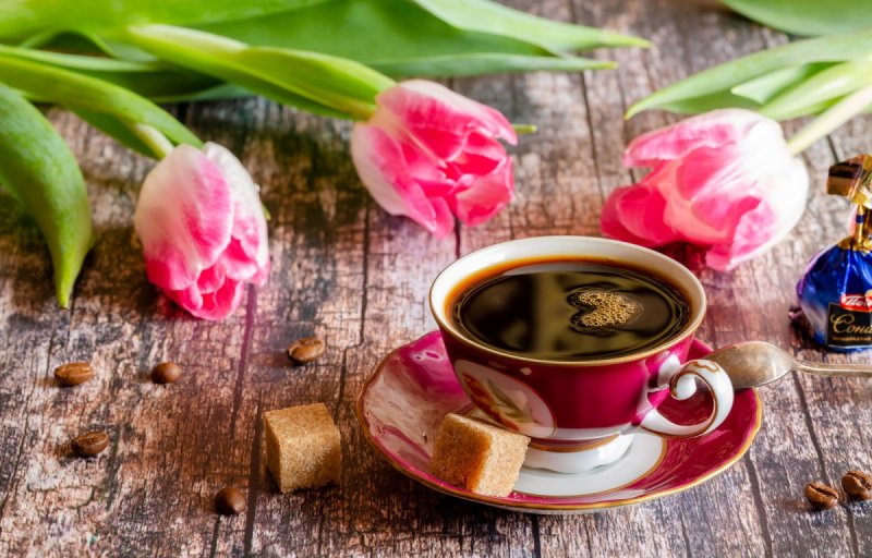 Кофе и цветы