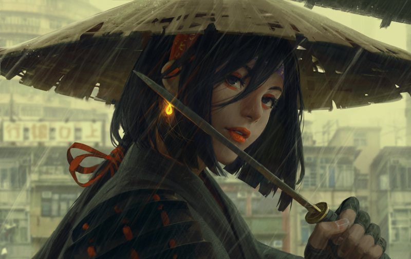 Guweiz Art девушка Ронин