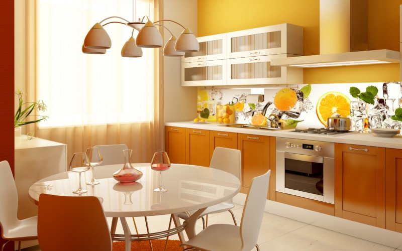 Кухня в теплых тонах